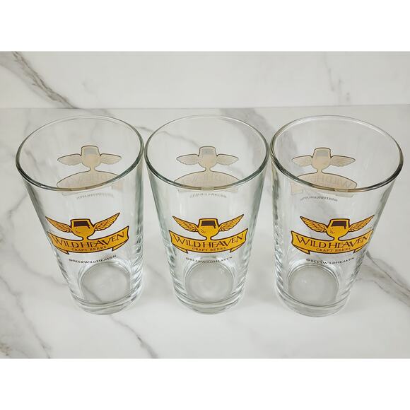 Wild Heaven Craft Beers Pint Beer Clear Glass 16oz Drinkware 5 3/4" Brewery x3 - Picture 9 of 13